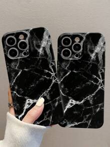 1pc Marble Pattern Full Coverage Film Phone Case Compatible With Apple Iphone 15 Series - White - View 2