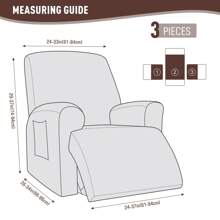 3 Pieces Recliner Sofa Covers, Stretch Reclining Couch Covers For 1, 2 & 3 Seat, Sofa Slipcovers Stripe Jacquard Recliner Covers Furniture Protector Covers With Elastic Bottom For Kids, Pets - Cà phê nhẹ - Xem 6