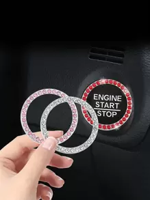 1pc White Color Car Crystal Rhinestone Engine Start Button Decorative Ring Interior Ignition Key Switch Decorative Circle