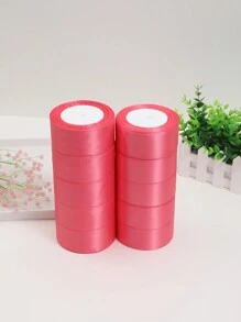 （10卷丝带）DIY玫瑰花材料缎带装饰蛋糕礼品包装编织丝带婚礼派对蝴蝶结丝带毕业典礼新娘母亲节礼物包装生日装饰婚礼用品伴娘礼物派对回礼返校DIY发夹劳动节手工玫瑰丝带情人节新年 - 西瓜粉 - 查看 3