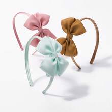 1pc Macaron Colored Children Hairband With Bow Decoration, Suitable For Princess Girls’ Ponytail Hairstyle And Travel Style Headband - Red - View 6