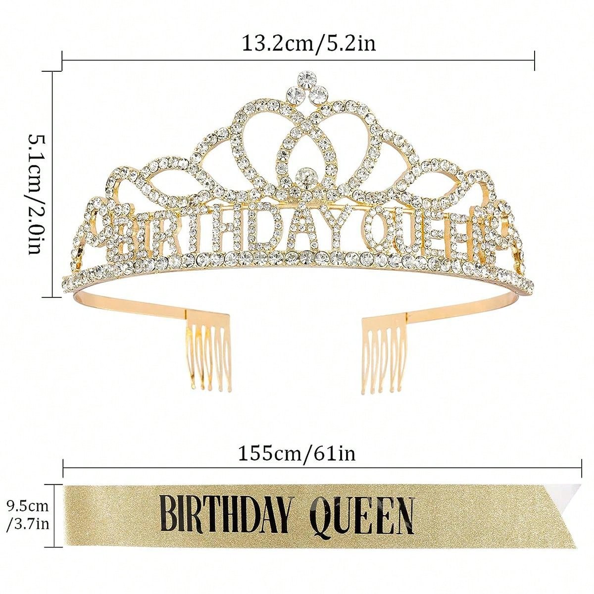 Corona Y Banda De Cumpleaños Para 24 Años - Tiara De Princesa Con Cristales Y Banda Púrpura Ajustable