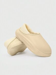 男士柔軟溫暖的室內拖鞋,秋冬季節,卡其色,毛茸茸舒適透氣