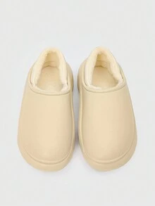 男士柔軟溫暖的室內拖鞋,秋冬季節,卡其色,毛茸茸舒適透氣