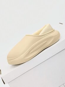 男士柔軟溫暖的室內拖鞋,秋冬季節,卡其色,毛茸茸舒適透氣