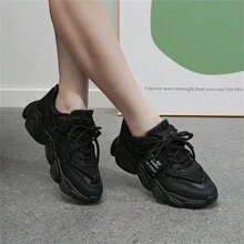 Giày thể thao nữ phong cách Chunky đế dày giải trí, món quà hoàn hảo - màu đen - Xem 7