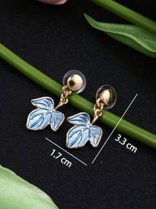 1套2件復古時尚五彩金色合金珠寶套裝,包含楓葉和琺瑯項鍊與耳環,適合女性禮物、派對 - 彩色 - 查看 5