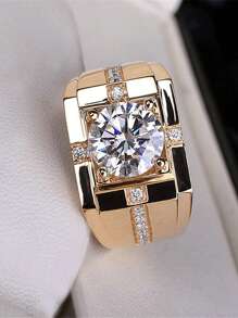Classic Men's Rhinestone Ring, Full Of Dominance And Perfect For Wedding - Champagne - View 1