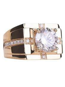 Classic Men's Rhinestone Ring, Full Of Dominance And Perfect For Wedding - Champagne - View 4