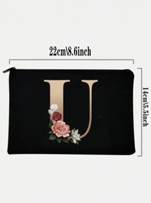 化妝包女士化妝包皮夾姓名縮寫U字母圖案洗漱用品收納小袋婚禮派對洗漱包拉鍊手機錢包筆袋製作包手拿包伴娘製作小袋洗漱用品收納盒包化妝品殼套老師禮物