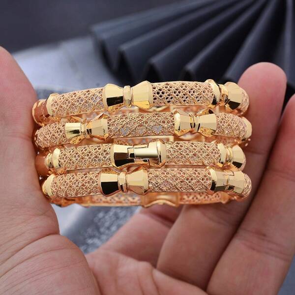 Bracelet À Manchette Ouverte En Épis De Blé Plaqué Or Pour Main De Luxe De Mariée Pour Femmes, Bracelet À Manchette Ouverte À La Mode