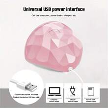 粉紅色 Uv/led 美甲燈帶指甲死皮推桿,usb 指甲乾燥器,凝膠指甲油固化燈,用於美甲配件的指甲燈 - 粉色 - 查看 6