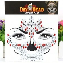 Cara de Arte Decor Día de los Muertos DisfrazDecoraciones HalloweenFaciales brillantes de diamantes y piedras de maquillaje,  fluorescente cara Pegatinas guay fluorescente cara Etiquetas  música luminoso con mariposa impermeable cara Pegatinas mascarada fiesta neón Etiquetas engomadas del tatuaje UV Luz brillante fiesta Etiquetas engomadas del tatuaje  Pedrería Stickers Tatuajes Catrina Para Cara Colores  Con Forma De Mariposa Multicolor De Estrás Y Epoxi Para La Cara, Cuerpo O Tatuaje Temporal - Rojo - Ver 2