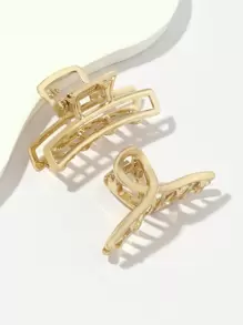 2pcs Women's Small Size Gold-Tone Metal Cross & Hollow Out Alloy Hair Clip Elegant Gold Head Piece Summer Hair Claw Hair Clips Hair Jaw Clip Hair Clamps Hair Clutch Hair Catcher Clip, School Stuff, College