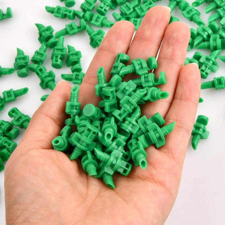 100 件迷你灌溉喷嘴，草坪花园喷嘴洒水器，水喷雾喷嘴，花园滴灌喷头，滴灌系统，果园，农业 - 綠色 - 查看 1