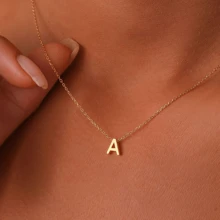 1pc Stainless Steel Europe And America Style Gold Plated Initial A-z Letter Pendant Necklace For Women, Customized Gift For Girlfriend