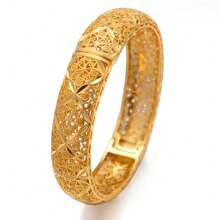 Golden Plated Wheat Shaped Open Bangle, Luxury Bridal Hand Decoration Jewelry - Gold - View 5