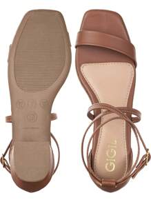 Sandália Feminina Salto Grosso Bloco Quadrado Casual Clássica Confortável Moda Blogueira Original Promoção Gigil - Caramelo - Visão 4