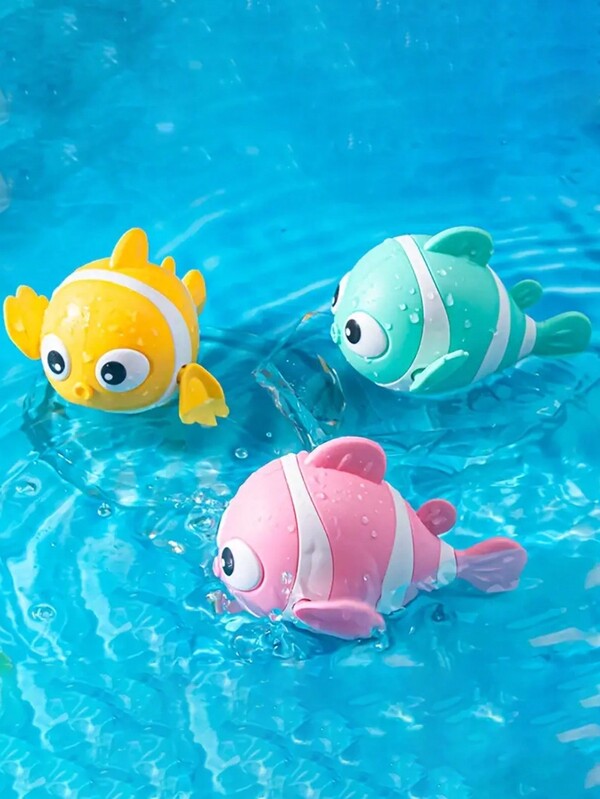 1Set ABS Cute Swimming Clown Fish Bath Toys for Toddlers Floating Wind