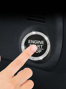 1pc White Color Car Crystal Rhinestone Engine Start Button Decorative Ring Interior Ignition Key Switch Decorative Circle