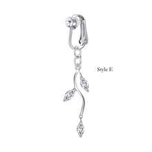 Acefun 1Pc/Set Fake Belly Ring Fake Belly Piercing Clip On Belly Button Rings Stainless Steel Fake Belly Button Ring Fake Earrings Multiple Styles Dangle Non Piercing Fake Belly Piercing Jewelry - Silver - View 13