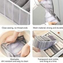 1pc Lightweight Storage Box For Clothes, Simple Multifunctional Container With Mesh Bag - Grey - View 6