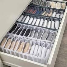 1pc Lightweight Storage Box For Clothes, Simple Multifunctional Container With Mesh Bag - Grey - View 1