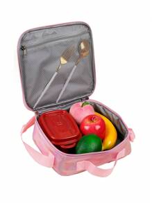 兒童pu雷射人魚午餐盒保溫軟袋小冰箱返校午餐袋,配有可愛的水瓶夾,可重複使用的小型學校和野餐用冷卻袋