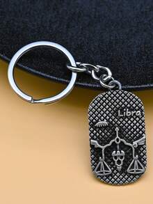 1pc Unisex 12 Zodiac Signs Retro Oval Charm Fashion Metal Keychain - White - View 7