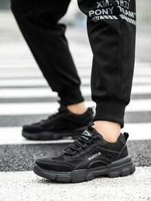 男式工作靴钢头鞋轻便透气鞋建筑工作鞋 - 黑色 - 查看 5