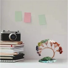 1入天然石材風水樹/招財樹/能量水晶樹,配多色碎石手工裝飾飾品 - 鳳尾樹 - 查看 6