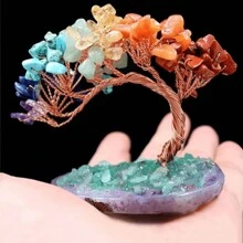 1入天然石材風水樹/招財樹/能量水晶樹,配多色碎石手工裝飾飾品 - 鳳尾樹 - 查看 4