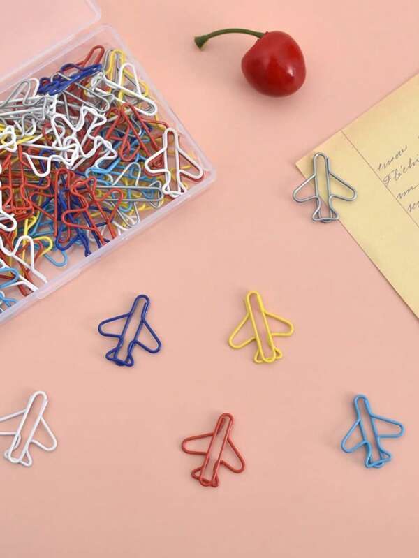10/30/80Pcs Creative Plane Paper Clips Assorted Colors Cute Metal Plane Shaped Bookmark Clips For Party Invitation Card Student Kids Gift Notebook Office Accessories Document Organization Back To School,Back To School,School Supplies