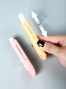 1pc Extendable Pink Cartoon Rubber Eraser, No Residue, No Debris, And Super Clean - Pink - View 3