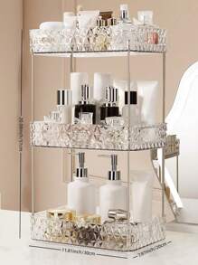 1pc Luxurious Acrylic Diamond Pattern Multi-Layer Skincare & Cosmetic Storage Rack, Suitable For Home Use,Room,Home,Bedroom,Bathroom,House,Pink Room,Living Room Decor,Travel Stuff,Gift Bag,Gifts For Mom,Dad,Men,Friends,Teacher,Birthday,Wedding,Desk,Shelves,Accessories,Gift Boxes,Funny Gift,Storage ,Jewellery Box,Pouch,Makeup Brush Holder,Brush Holder,Perfume Organiser,Pouch Bag