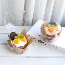 50pcs Reusable Clear Plastic Cupcake Boxes With Dome Lids, Perfect For Muffins, Mousse, Pastries, Sandwiches - Kitchen And Dining Resealable Container Wedding Party Gift Bags - Clear - View 3