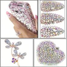 1包/1440個合成水晶白色平背鑲嵌,修復指甲的玻璃人造鑽石寶石,用於衣服鞋子的工藝裝飾