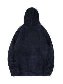 男士下垂肩泰迪拉繩家居服帽t恤 - 藍色 - 查看 2