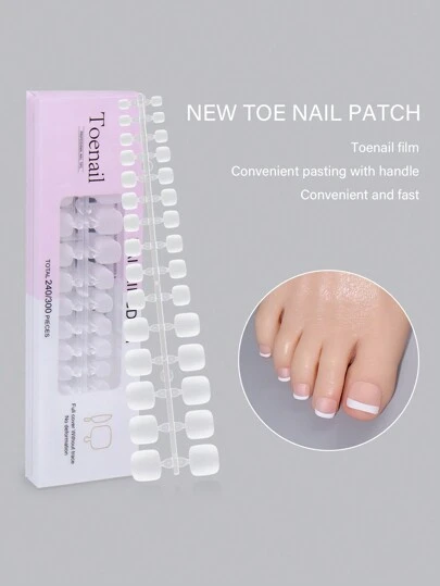 240Pcs Toe Nail Artificia Nail Art Tips Matte Natural Clear Toenail Tips Set For Women Feet Fake Nails Manicure Supplies