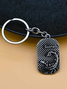 1pc Unisex 12 Zodiac Signs Retro Oval Charm Fashion Metal Keychain - White - View 8