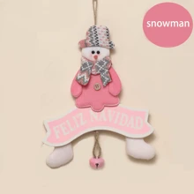 1入粉色雪人聖誕裝飾品,裝飾有鈴鐺的聖誕裝飾品和門廊標誌,適用於前門廊室內/戶外 - 雪人 - 查看 2