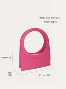 CEZIRA 純色小眾極簡風格大圓手柄pu皮革手提斜挎袋,女士約會購物禮物必備 - 粉色 - 查看 9