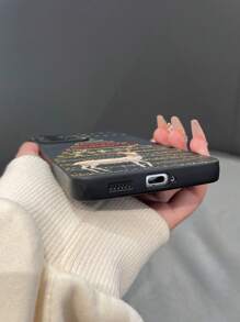 1pc Tpu Frosted Eye-Shaped Christmas Deer Pattern Printed Phone Case Compatible With IPhone Compatible With Samsung Compatible With Xiaomi - Multicolor - View 4