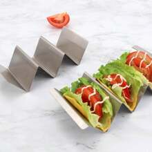 1pc Taco Holder Mexican Pizza Roll Shelf Burrito Potato Chips Rack Shells Taco Rack Stainless Steel Creative Tableware Pancake Stand Kitchen Tools - Silver - View 2