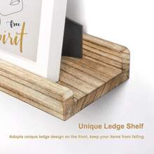 Wood Picture Ledge Shelf Rustic Floating Shelves Set of 3 for Storage and Display 16.9 inch Carbonized Black - Carbonized Black - View 3