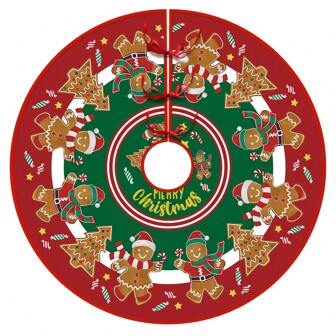 1件装圣诞树裙，饰有糖果熊和饼干图案，节日家居装饰，最佳礼物，生日家居装饰，圣诞节装饰，房间装饰，冬季圣诞装饰，家居圣诞礼物，圣诞装饰