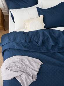 Bedsure Mother's Day Quilt Set, Modern Geometric Stitched Pattern, Ultra Soft And Lightweight, 1 Quilt And 2 Pillow Shams(Twin Only Have 1 Pillow Sham), For Spring Decor, Wedding Decor, Easter Decor, Room Decor, Home Decor - 11-Navy-Diamond - 查看 5