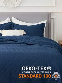 Bedsure Mother's Day Quilt Set, Modern Geometric Stitched Pattern, Ultra Soft And Lightweight, 1 Quilt And 2 Pillow Shams(Twin Only Have 1 Pillow Sham), For Spring Decor, Wedding Decor, Easter Decor, Room Decor, Home Decor - 11-Navy-Diamond - 查看 7