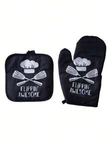 Kit With 2 Pieces Thermal Oven Glove And Pan Rest - Multicolor - View 1