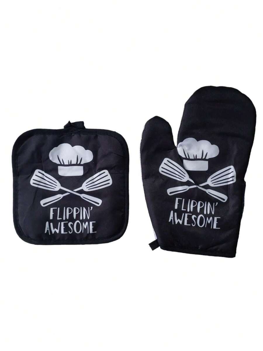 Kit With 2 Pieces Thermal Oven Glove And Pan Rest - Multicolor - View 1